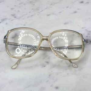 Vintage Elce 41 Transparent Silver Blue Rounded Square Eyeglasses Frames Only